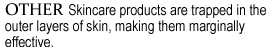 Other skincare products are trapped in the outer layers of skin, making them marginally effective.